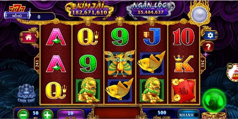 Thiết kế đồ họa game nổ hũ Kho Tàng Ngũ Long ấn tượng