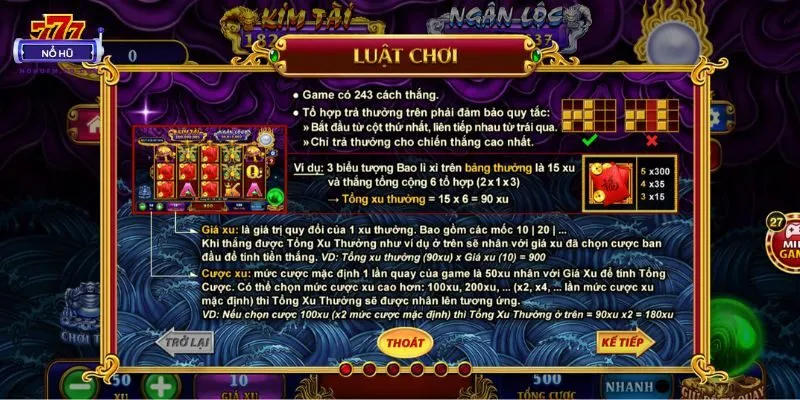 Luật chơi game nổ hũ Kho Tàng Ngũ Long hiển thị rõ ràng và chi tiết